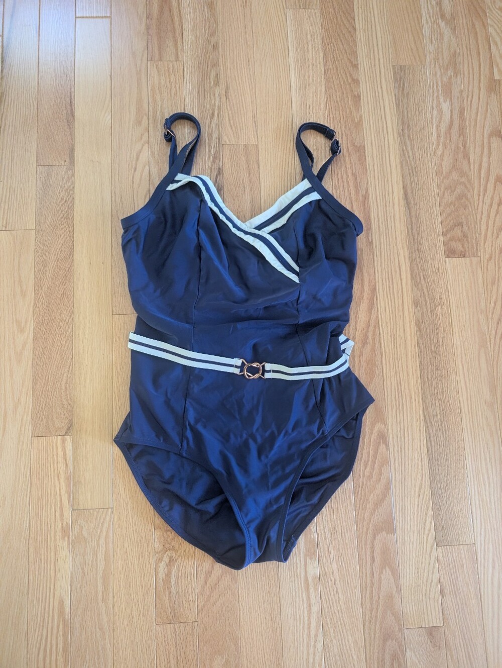 Panache Navy One-Piece Swimsuit with White Trim